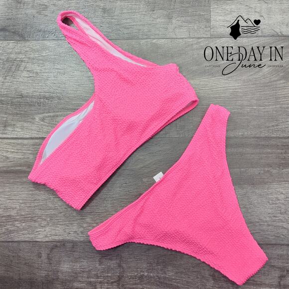 CharmLeaks Smocked One Shoulder Bikini Swimsuit Size L - Picture 5 of 5